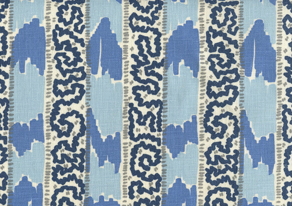 Bijou Stripe Denim Blue Windsor Navy Screen Printed Fabric | China Seas
