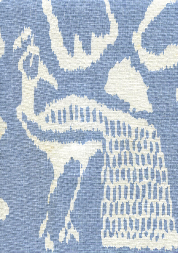 Bali Ii Denim on White Screen Printed - Aqua Fabric | China Seas
