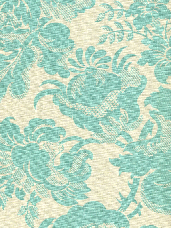 Des Gardes, Turquoise on Tint Fabric | Quadrille