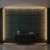 Embossed Reptile Skin Deep Teal Upholstered Wall Panel | Architectural Fabrics