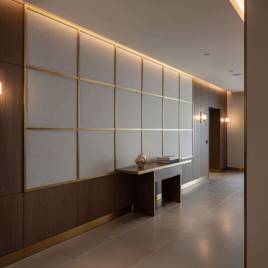 Fine Woven Texture Silver Grey Upholstered Wall Panel | Architectural Fabrics