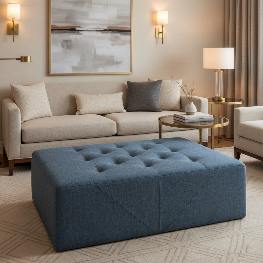 Marigot - Cobalt Upholstered Ottoman | Architectural Fabrics