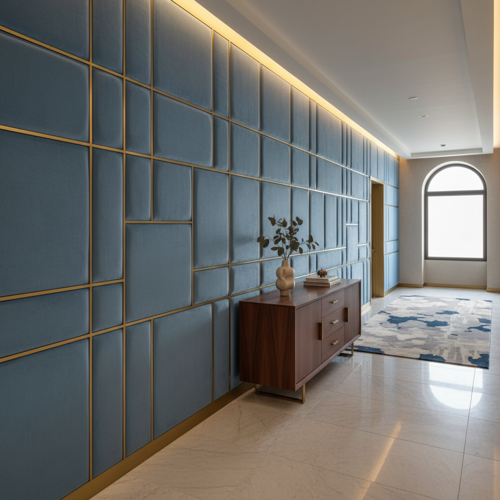 Ultrasuede  Moonstone  Blue Upholstered Wall Panel | Ultrasuede Upholstery