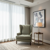 Smooth Matte Finish Earthy Green Upholstered Chair | Architectural Fabrics