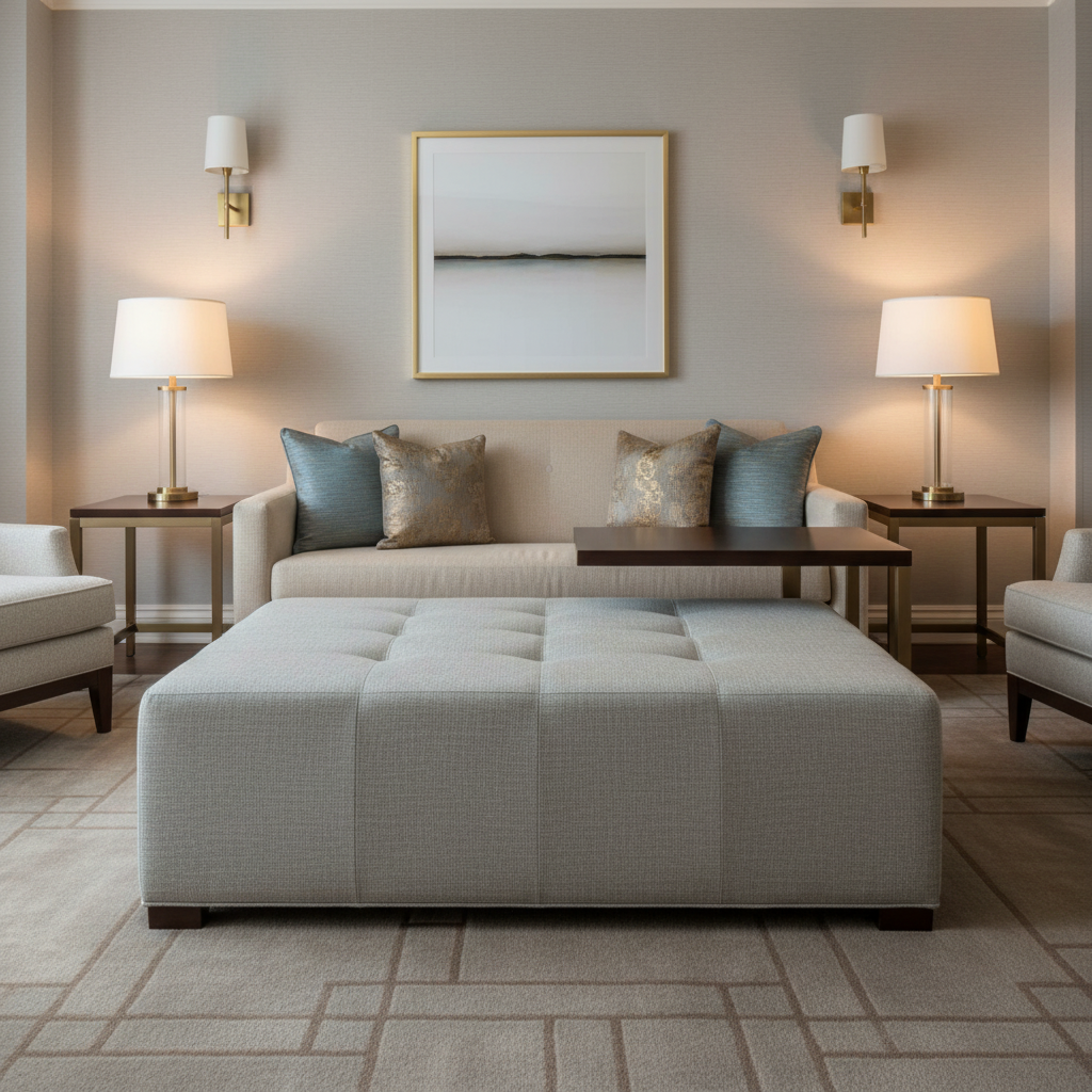 Marigot - Dove Upholstered Ottoman | Architectural Fabrics
