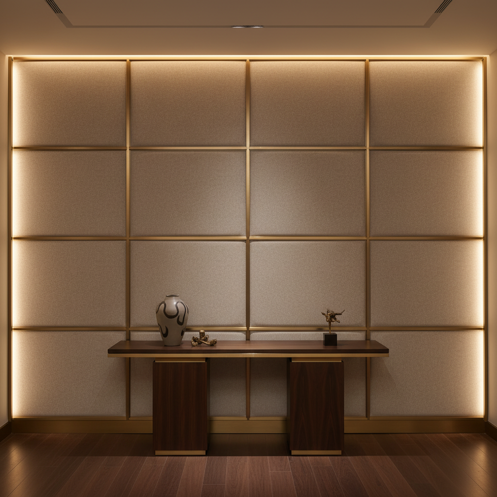 Smooth Pebble Grain Mushroom Taupe Upholstered Wall Panel | Architectural Fabrics