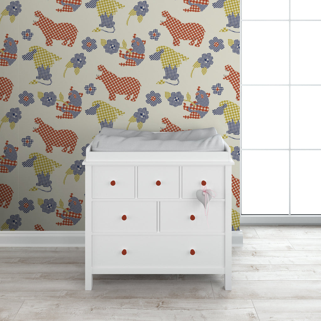 Hilly's Hippos 1970's Wallcoverings Wallcovering | DW Bespoke Studios