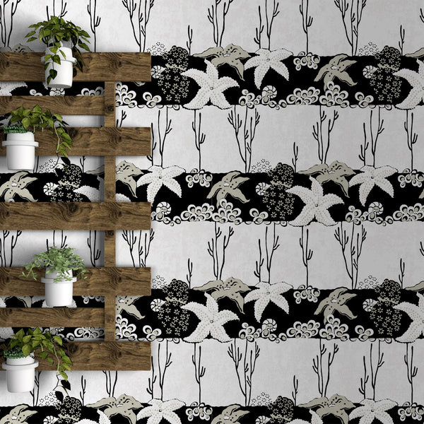 Savannah'S Starfish Authentic Vintage - Black White Coastal | Architectural Wallcoverings