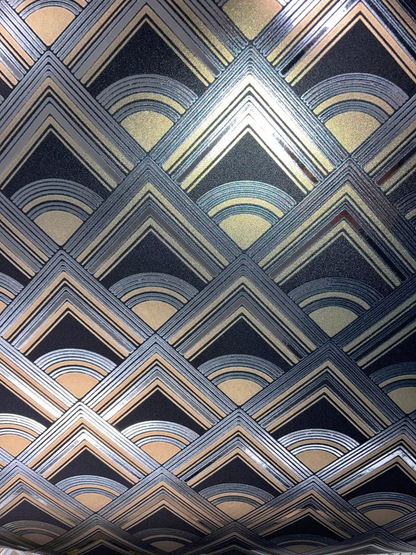 Ascot 1970s Art Deco on Silver | Architectural Wallcoverings