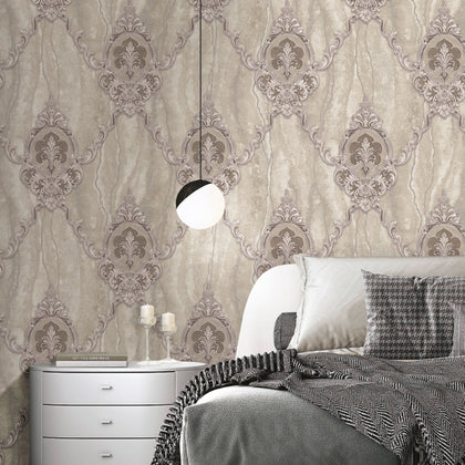 Barcelona Maroon Paisley Wallcovering