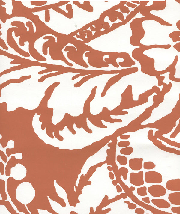 Antionette Burnt_Orange_on_White Screen Printed | China Seas