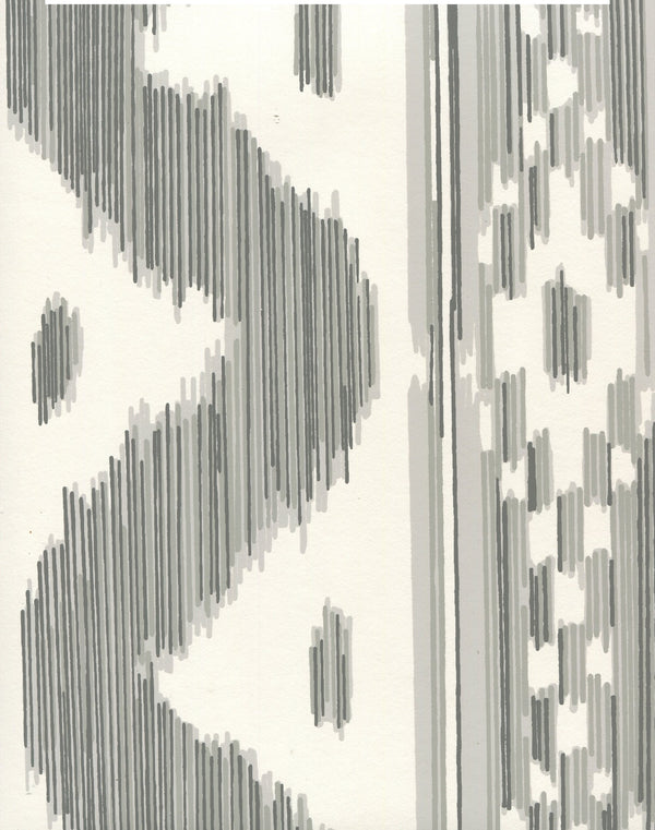Bali Hai Grays on Almost White Screen Printed - Off-White Wallcovering | China Seas