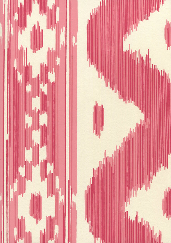 Bali Hai Reds on Off White Screen Printed - Cream Wallcovering | China Seas