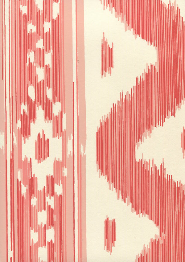 Bali Hai Salmon on Off White Screen Printed - Off-White Wallcovering | China Seas