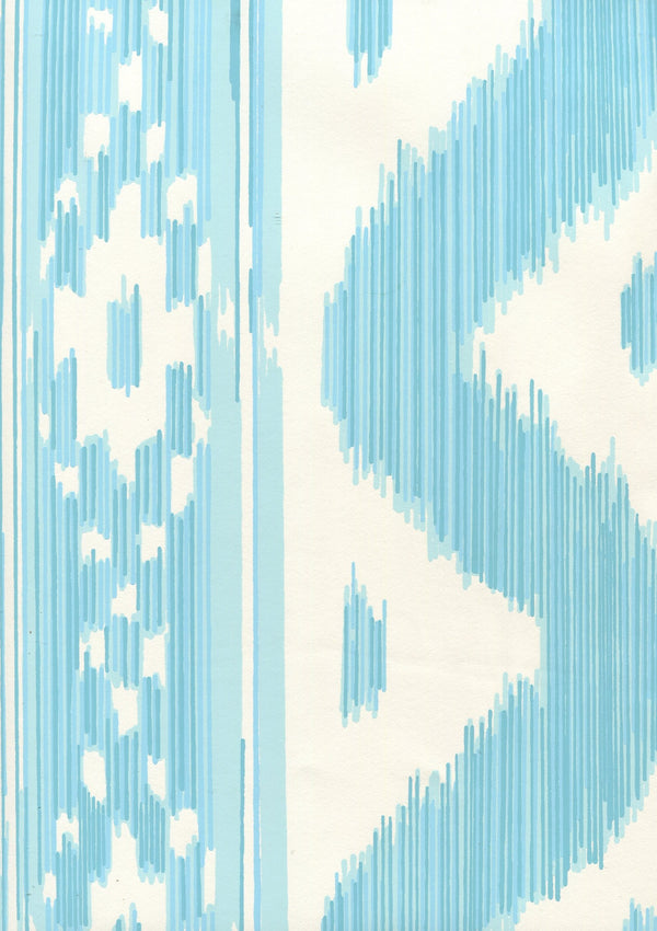 Bali Hai Turquoise on Almost White Screen Printed | China Seas