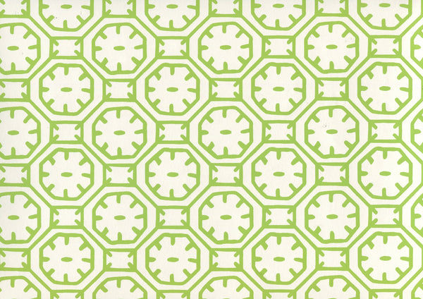 Ceylon Batik Jungle Green on Almost White Screen Printed | China Seas