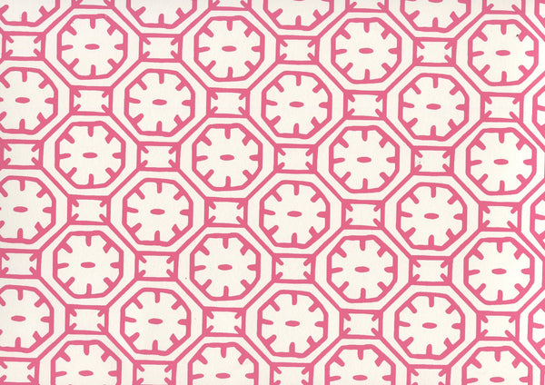 Ceylon Batik Magenta on Almost White Screen Printed | China Seas