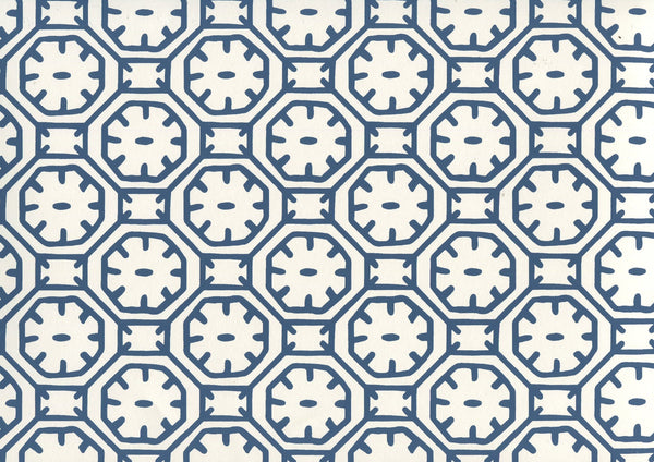 Ceylon Batik Navy on Almost White Screen Printed | China Seas