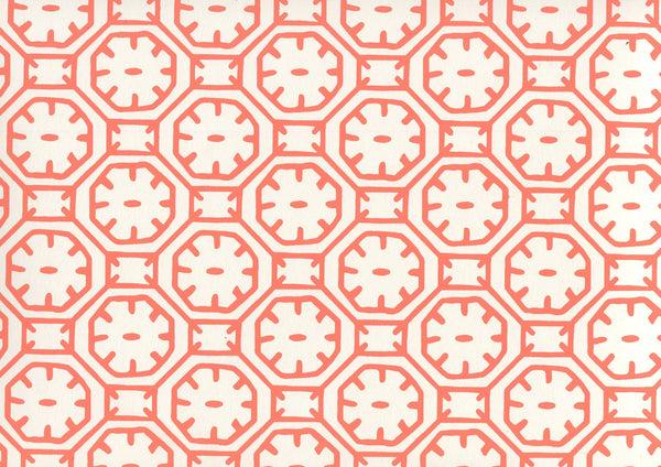 Ceylon Batik Orange on Almost White Screen Printed | China Seas