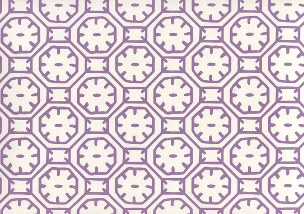 Ceylon Batik Purple on Almost White Screen Printed | China Seas