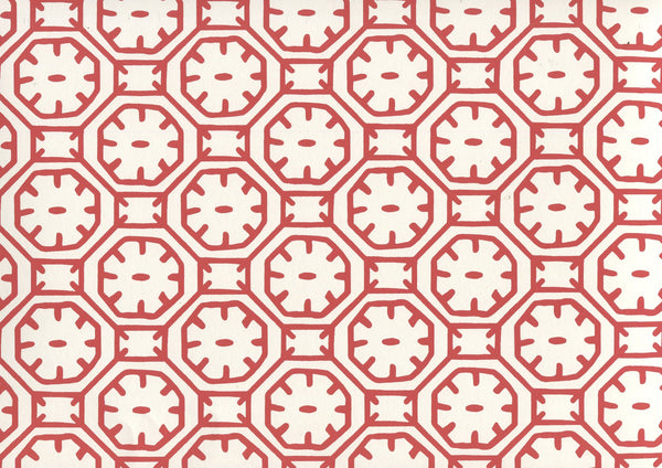 Ceylon Batik Red on Almost White Screen Printed | China Seas