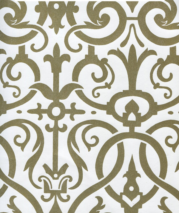 Charleston_II Gold_Metallic_on_White Screen Printed | China Seas