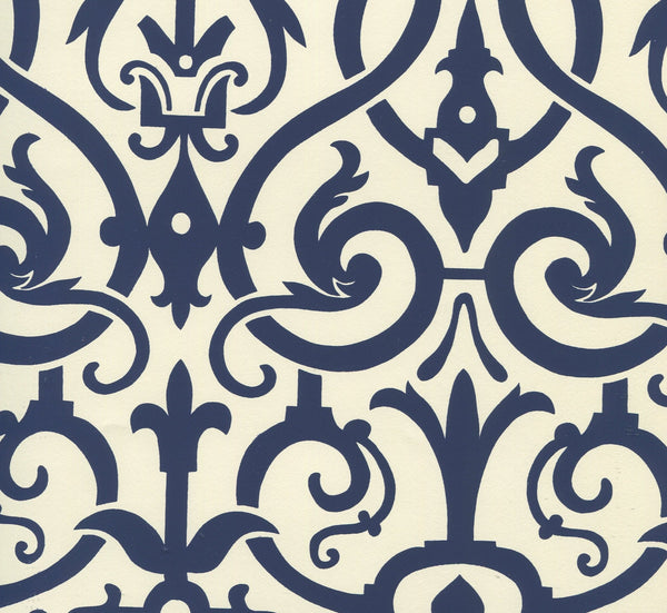Charleston_II Navy_on_Off_White Screen Printed | China Seas