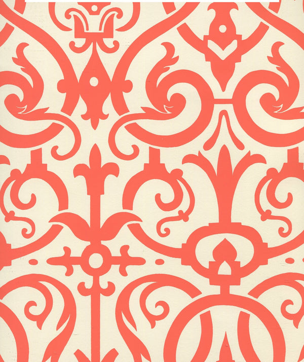 Charleston_II Orange_on_Off_White Screen Printed | China Seas