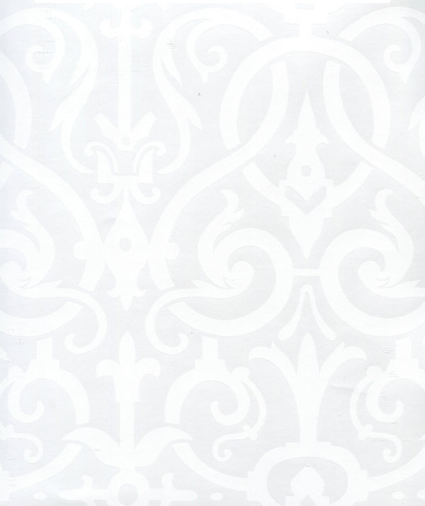 Charleston_ii White_on_white Screen Printed - Off-White Wallcovering | China Seas
