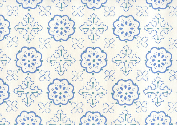 Crawford Multi Blues on Almost White Screen Printed | China Seas