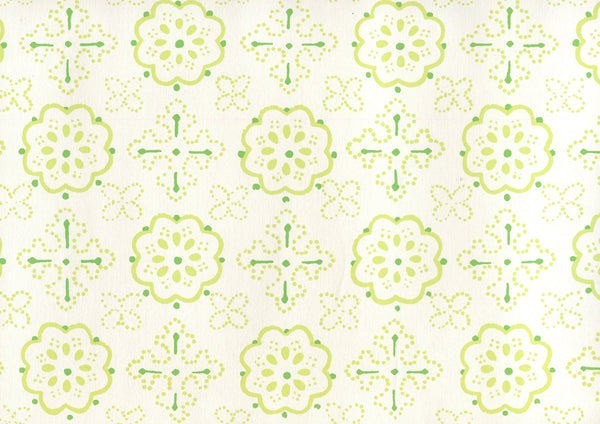 Crawford Multi Greens on Almost White Screen Printed | China Seas