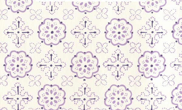 Crawford Multi Purple on Almost White Screen Printed | China Seas