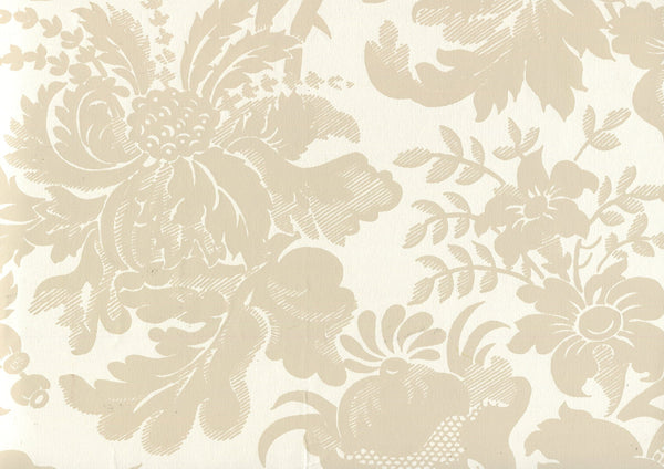 Des Gardes Pumice on Off White Screen Printed - Off-White Wallcovering | China Seas