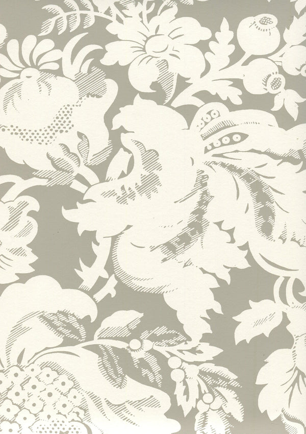 Des Gardes Reverse Gray on Off White Screen Printed | China Seas