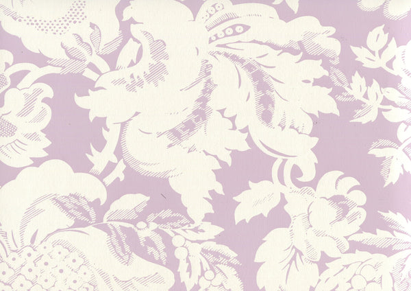 Des Gardes Reverse Soft Lavender on Off White Screen Printed | China Seas