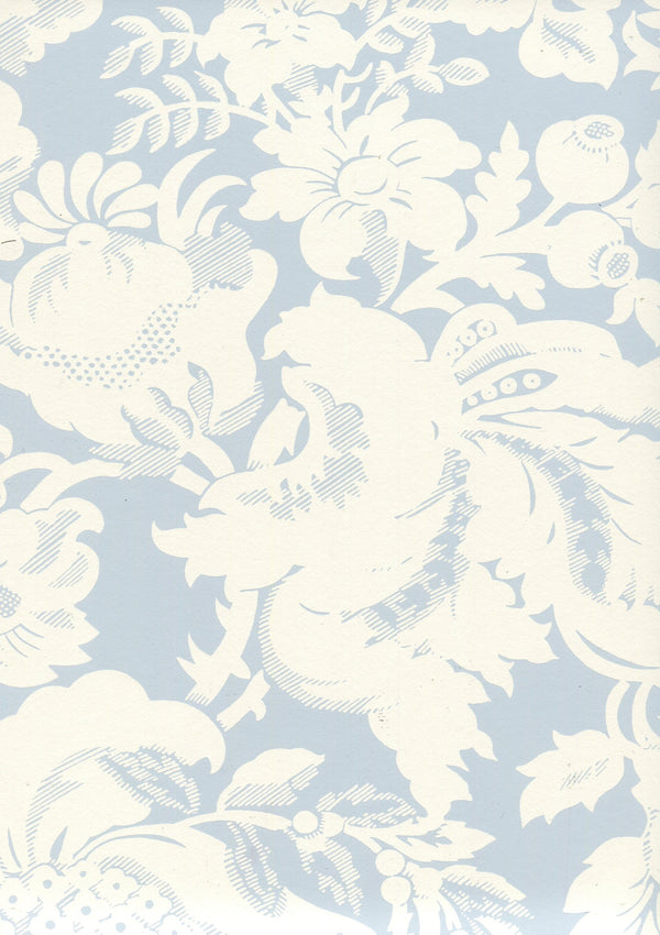Des Gardes Reverse Soft Windsor Blue on Off White Screen Printed | China Seas