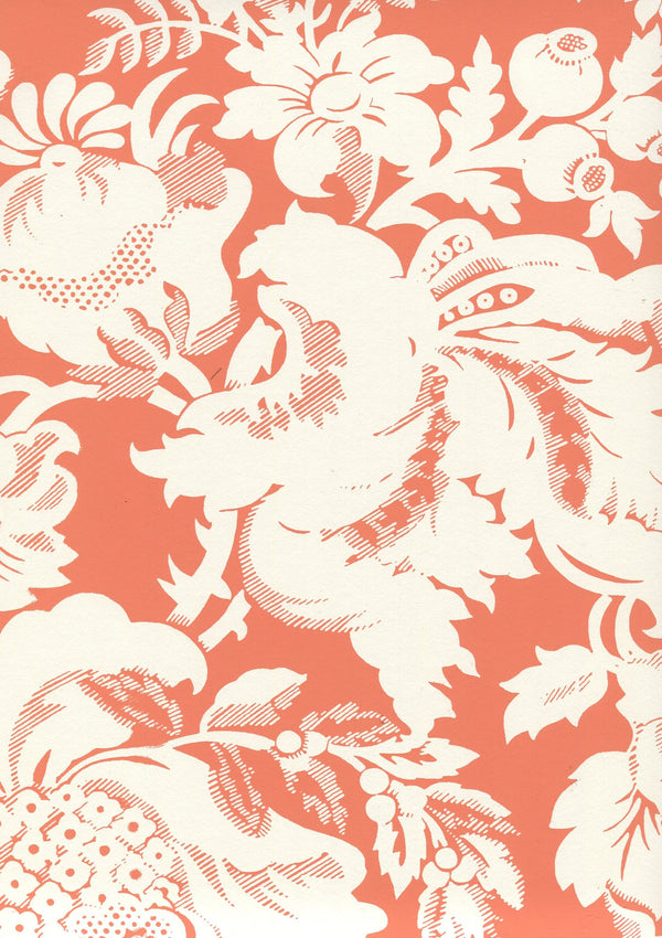 Des Gardes Reverse Terracotta on Off White Screen Printed | China Seas
