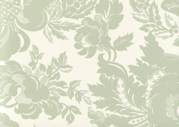 Des Gardes Soft French Green on Off White Screen Printed | China Seas