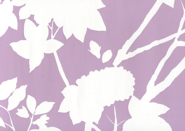 Happy Garden Background Lavender on White Screen Printed | China Seas