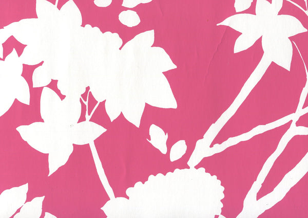 Happy Garden Background Magenta on White Screen Printed | China Seas