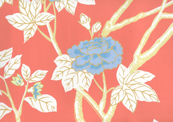 Happy Garden Rust Orange on White Screen Printed | China Seas