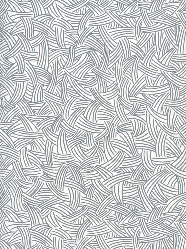 Interweave Dark_grey Screen Printed - White Wallcovering | China Seas