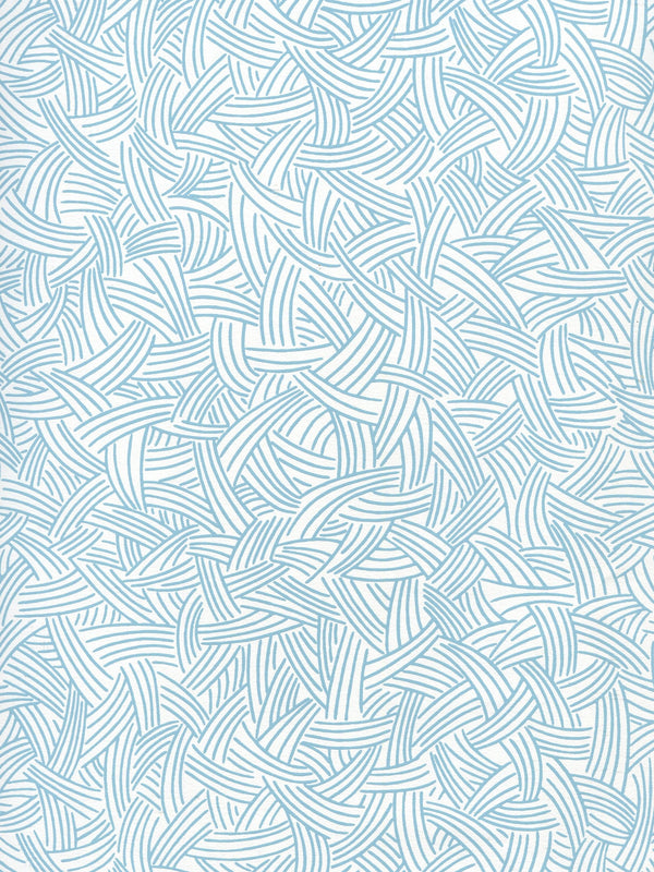 Interweave Dark_turquoise Screen Printed - White Wallcovering | China Seas