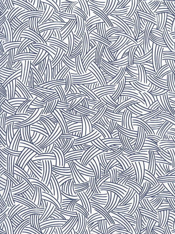 Interweave Navy Screen Printed - White Wallcovering | China Seas