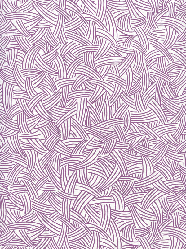 Interweave Purple Screen Printed - White Wallcovering | China Seas