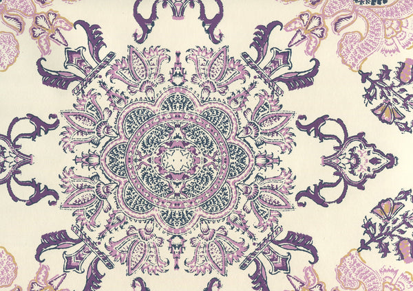 Isfahan Purple Lilac Turquoise on Off White Screen Printed | China Seas