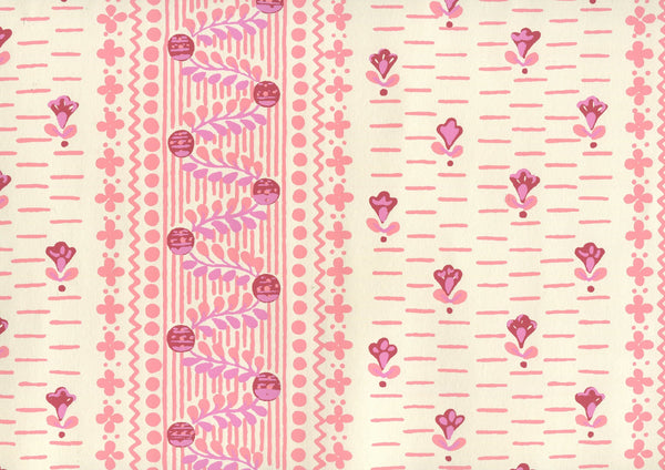 Links II Multi Pinks on Off White Screen Printed | China Seas