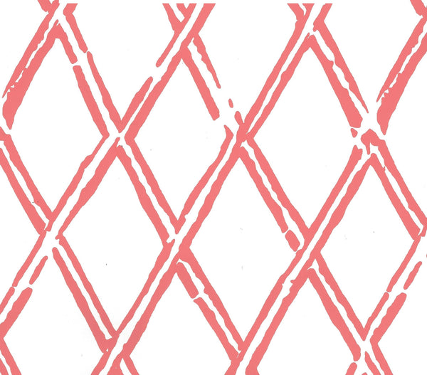 Lyford Diamond Bamboo New Shrimp on Almost White Screen Printed | China Seas