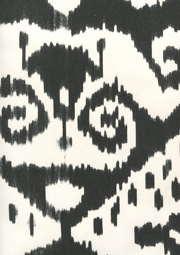 Malaya Black_on_almost_white Screen Printed - Off-White Wallcovering | China Seas