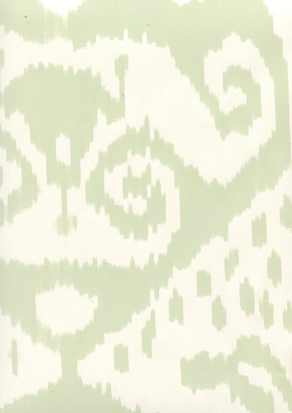 Malaya Celadon_on_almost_white Screen Printed - Off-White Wallcovering | China Seas